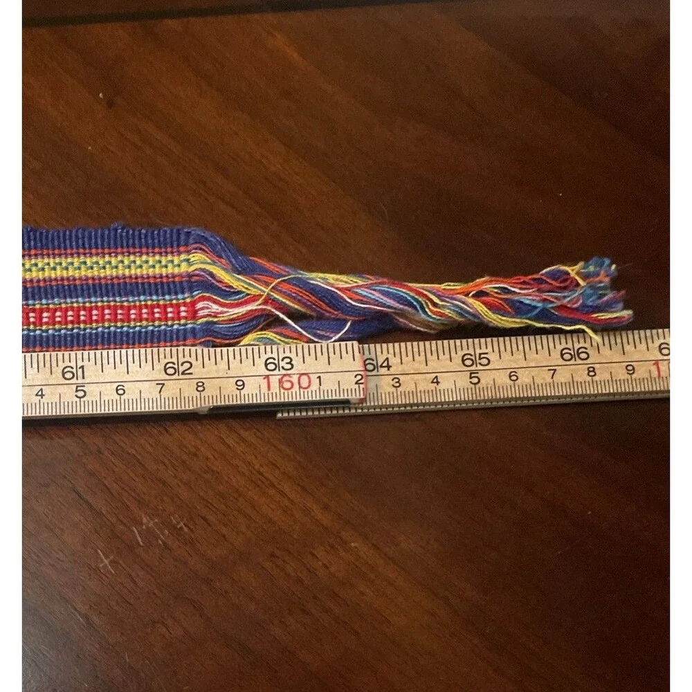 Vintage Woven Textile Sash Belt Tie Multi Color Stripe Hippie Gypsy Western Wrap